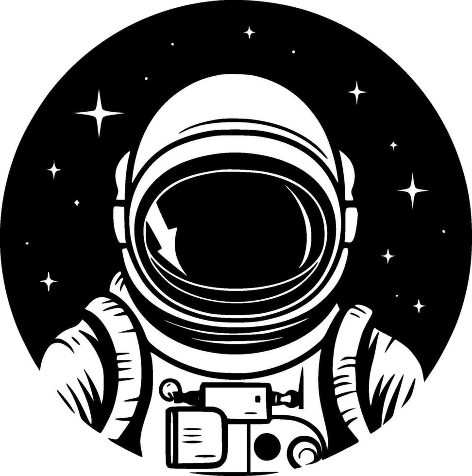 astronaut, zwart en wit vector illustratie