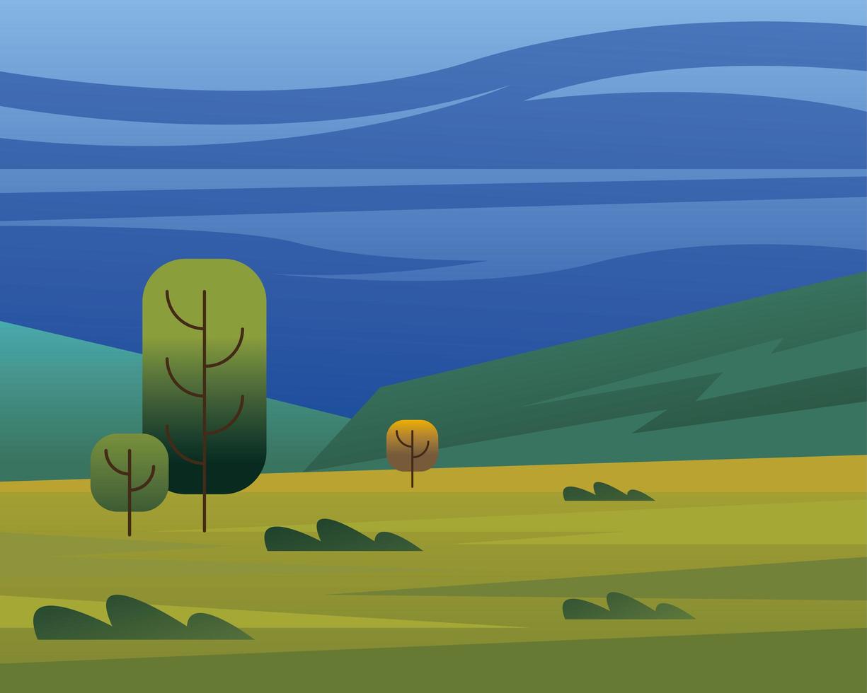 landschap van bomen en struiken vector design