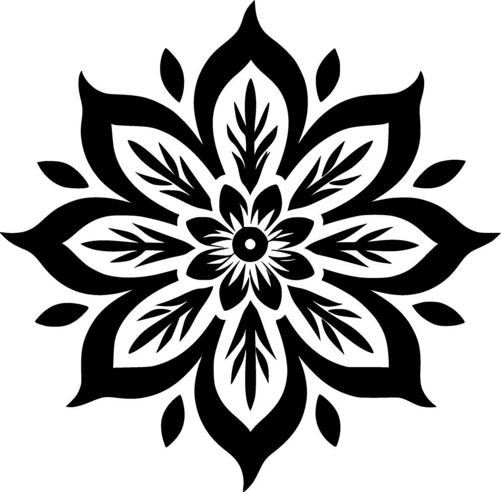 mandala - zwart en wit geïsoleerd icoon - vector illustratie