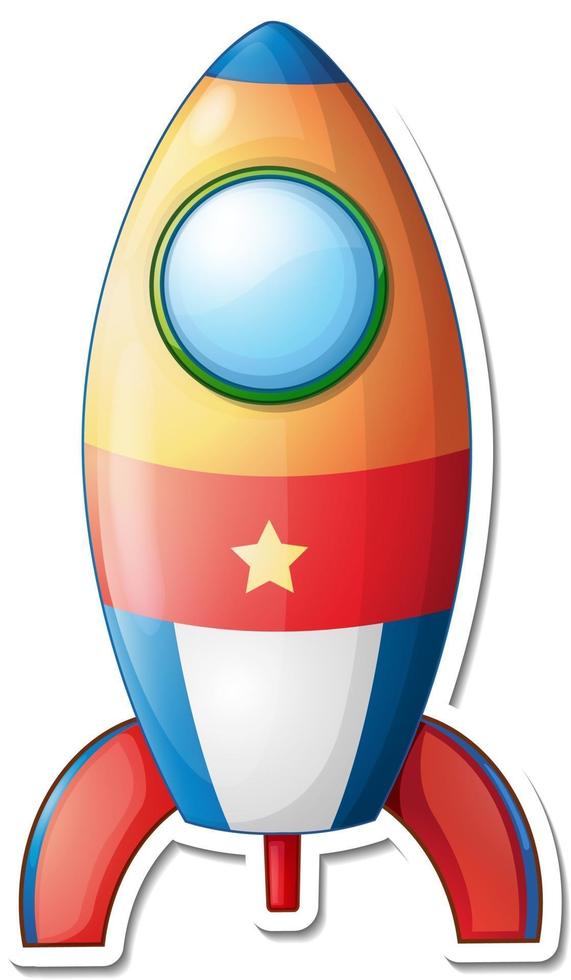 een stickersjabloon met geïsoleerde raketruimtecartoon vector