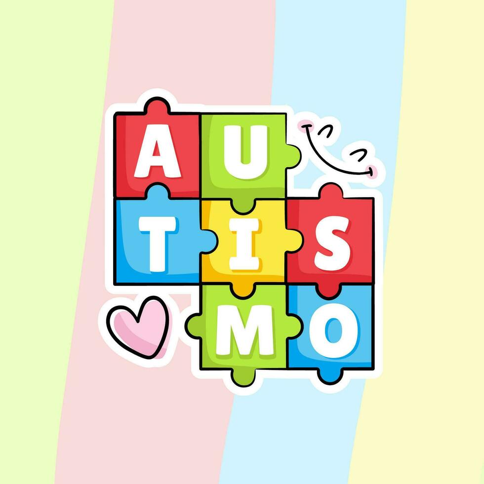 een puzzel met de woord autisme Aan het vector