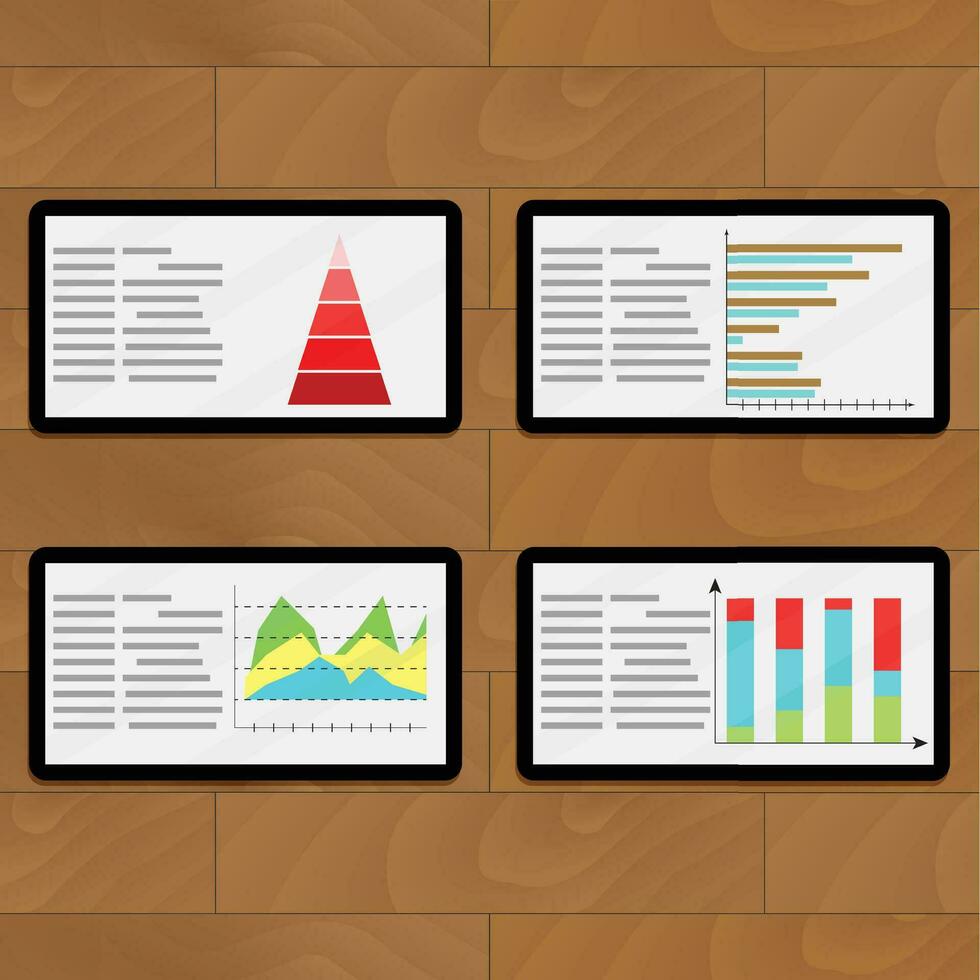 statistisch het dossier Aan tabletten. economisch laag infographic rapport, vector illustratie