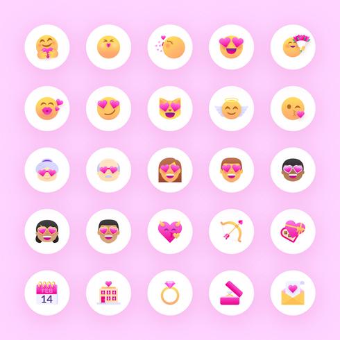 valentine emoji vector set