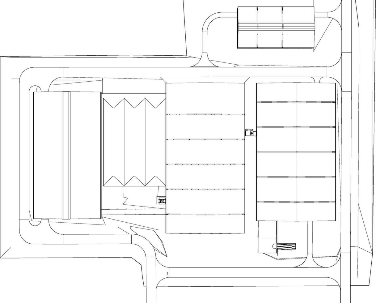 3d illustratie van industrieel gebouw vector