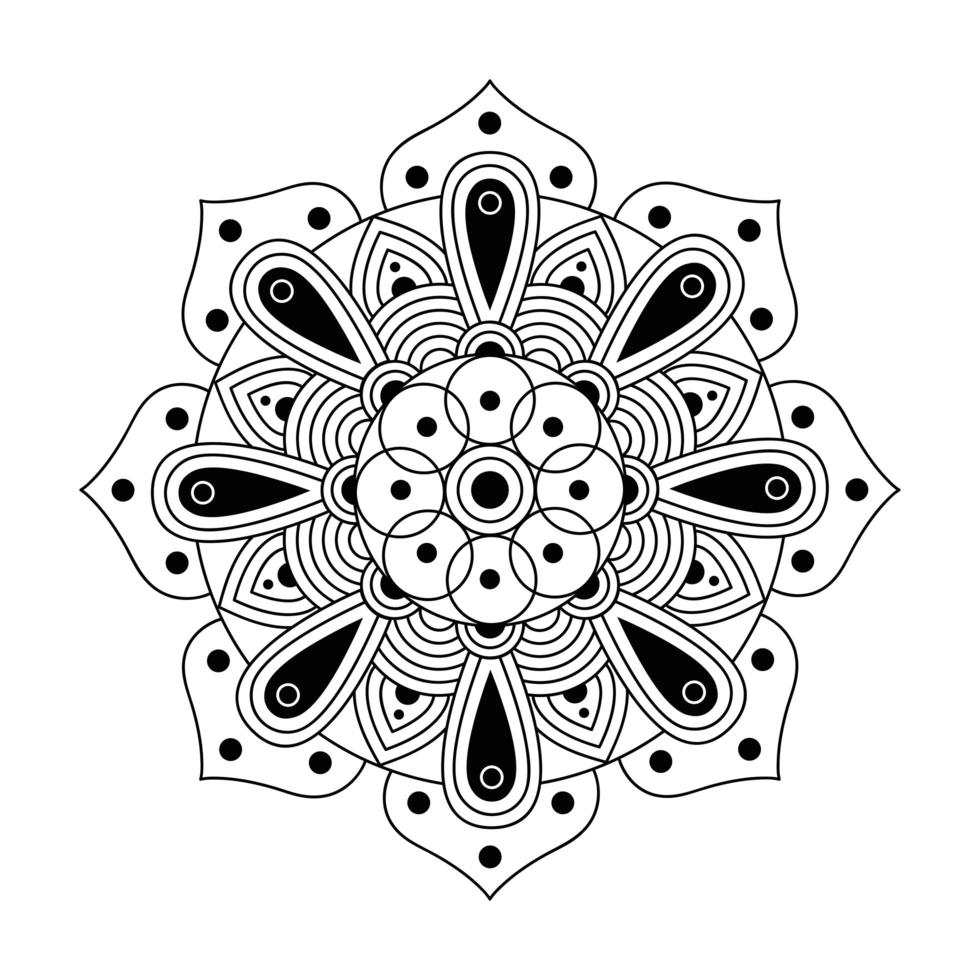 decoratief bloemen monochroom mandala etniciteit artistiek icoon vector