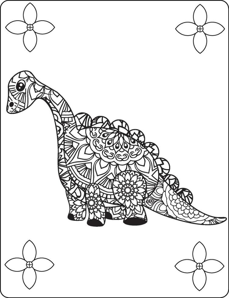 dinosaurus mandala kleur Pagina's voor volwassen vector