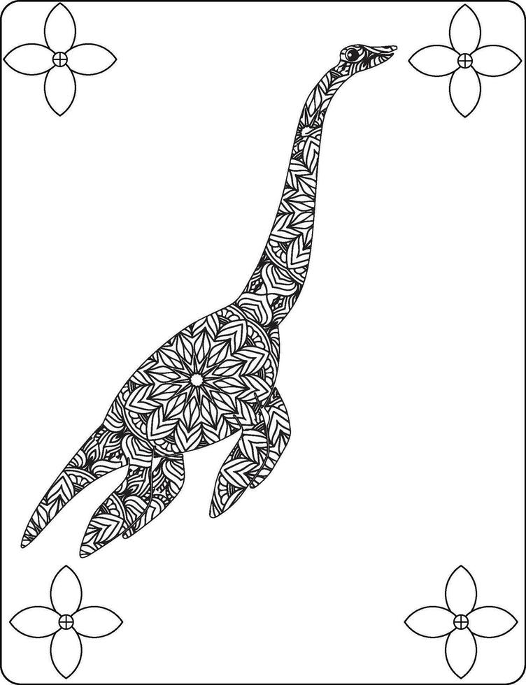 dinosaurus mandala kleur Pagina's voor volwassen vector