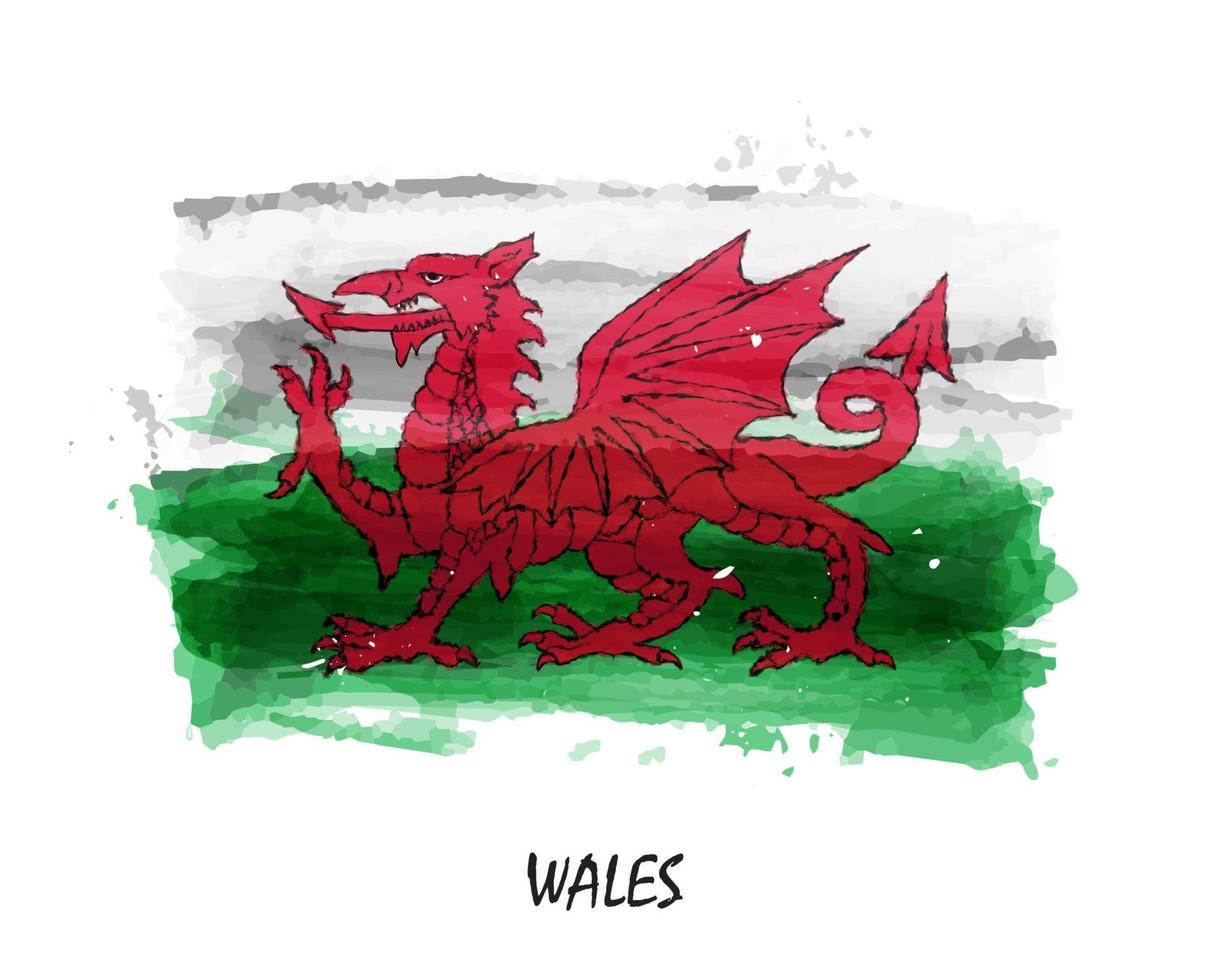 realistische aquarel vlag van wales. vector. vector