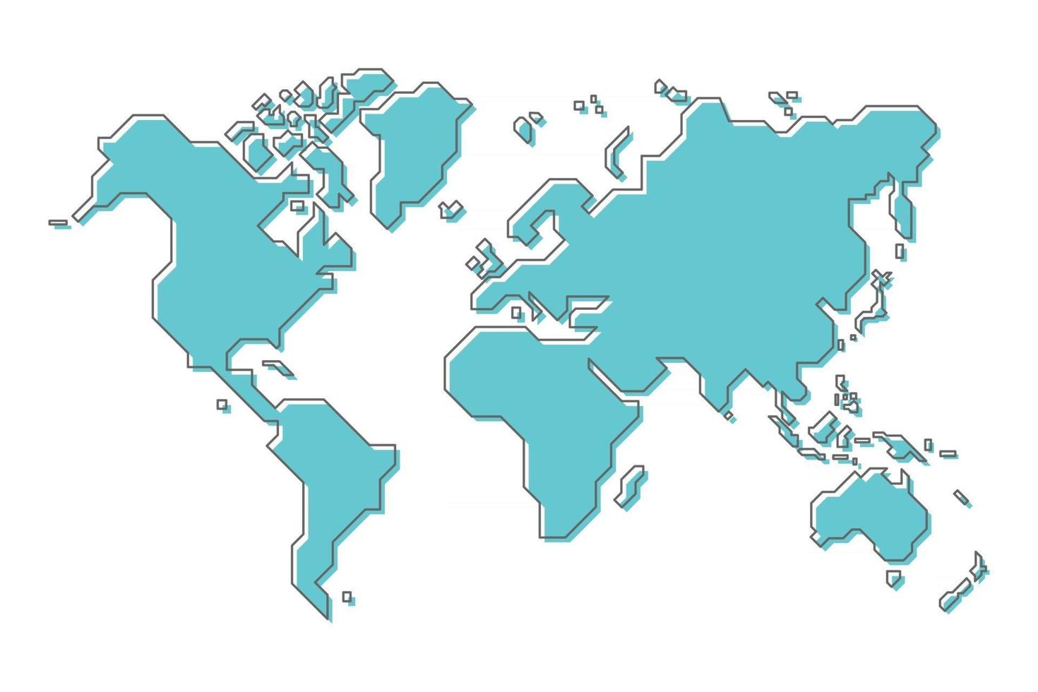 wereldkaart met eenvoudig modern cartoonlijnontwerp. vector