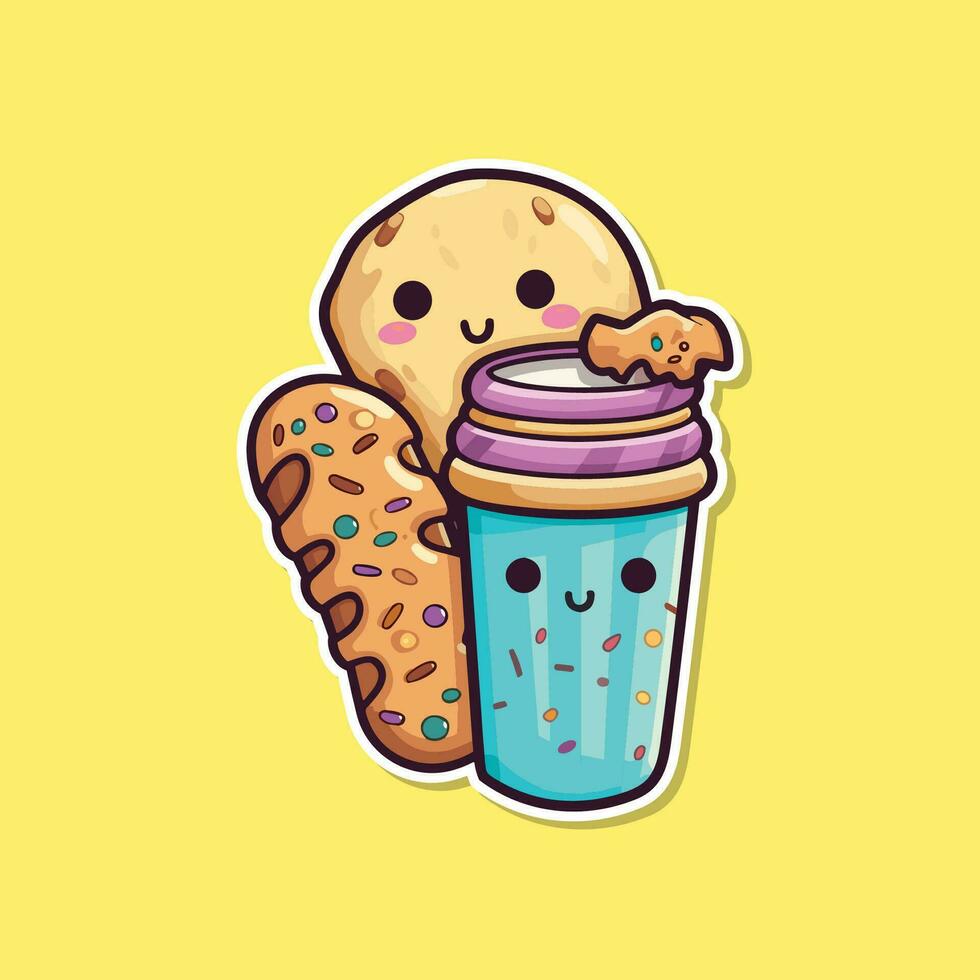 koekjes en pinda boter ijs room sticker koel kleuren kawaii klem kunst illustratie vector