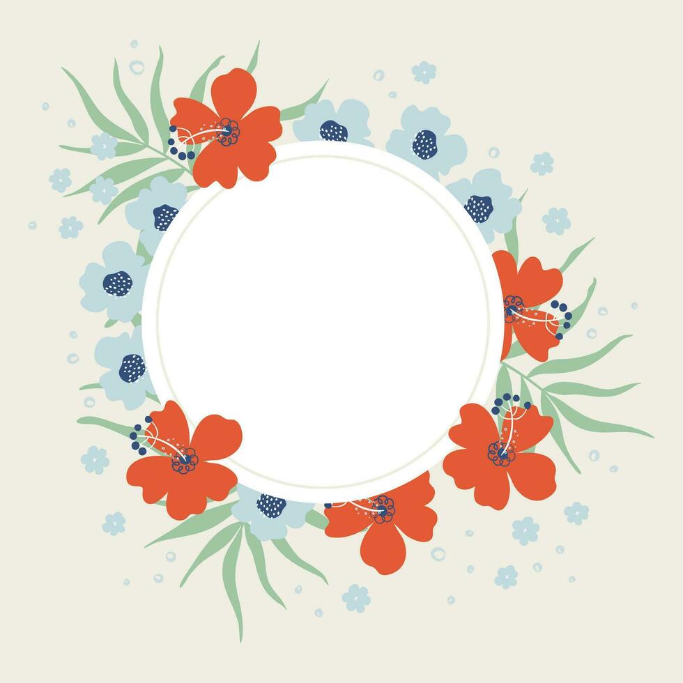 bloemen foto kader, sjabloon voor tekst, groet kaart of uitnodiging. sociaal media na. vector illustratie met levendig tropisch bloemen en bladeren.