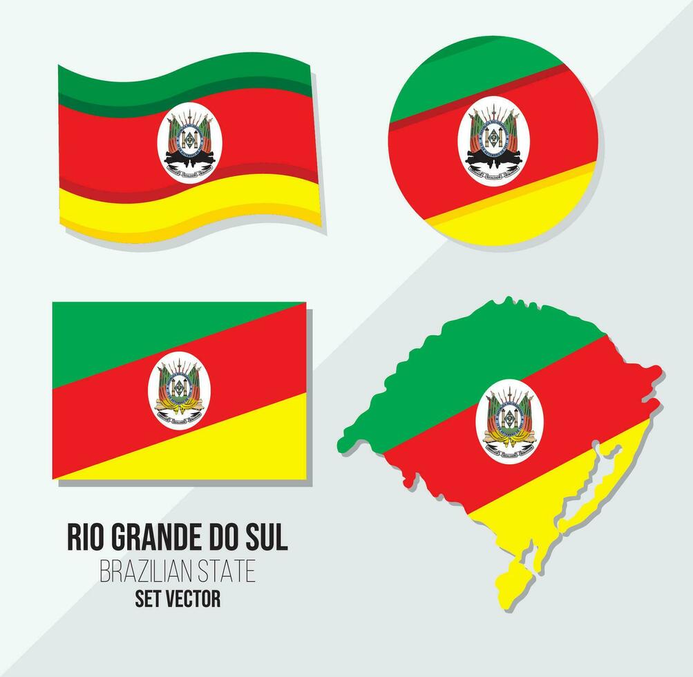 Rio grande Doen sul Brazilië staat vector reeks vlag symbool kaart en cirkel vlag