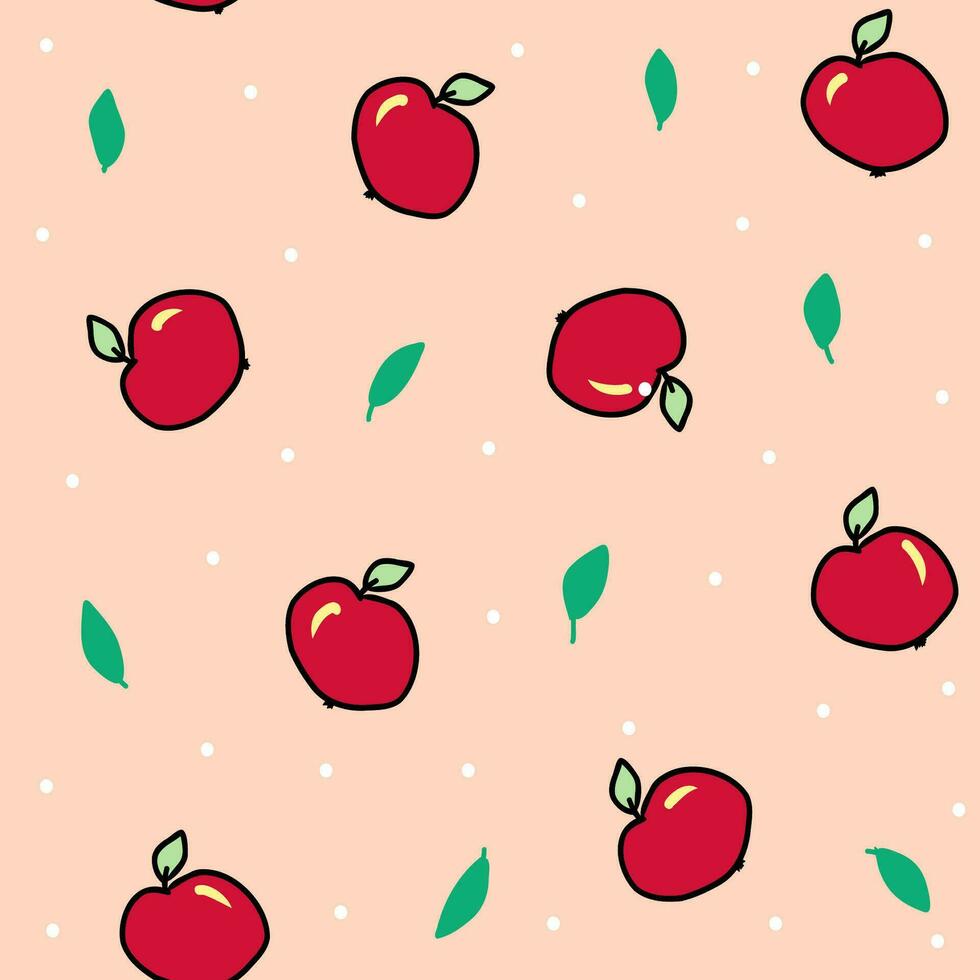 zomer naadloos patroon met rood appel silhouet in tekening stijl, smakelijk hand- getrokken fruit, afdrukken voor omslag, stof, textiel, papier ontwerp, tuin accessoires en keuken interieur decoratie achtergrond. vector