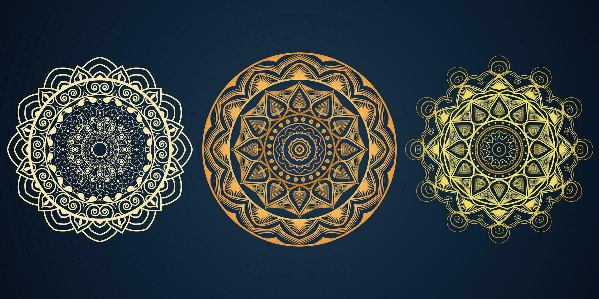 reeks van luxe goud mandala ronde ornament patroon. pro vector