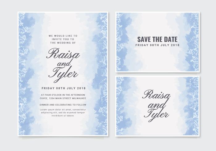 Vector blauwe bruiloft uitnodiging