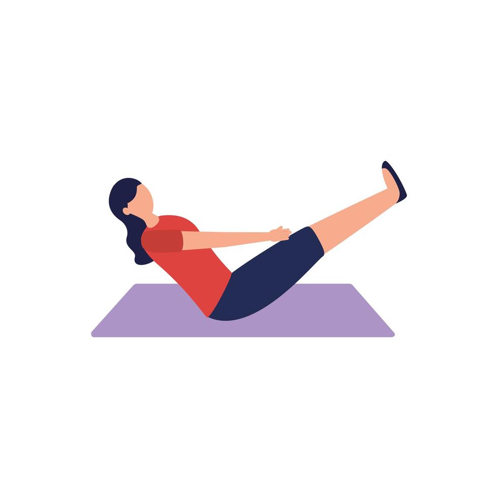 vrouw doet yoga op mat vector design