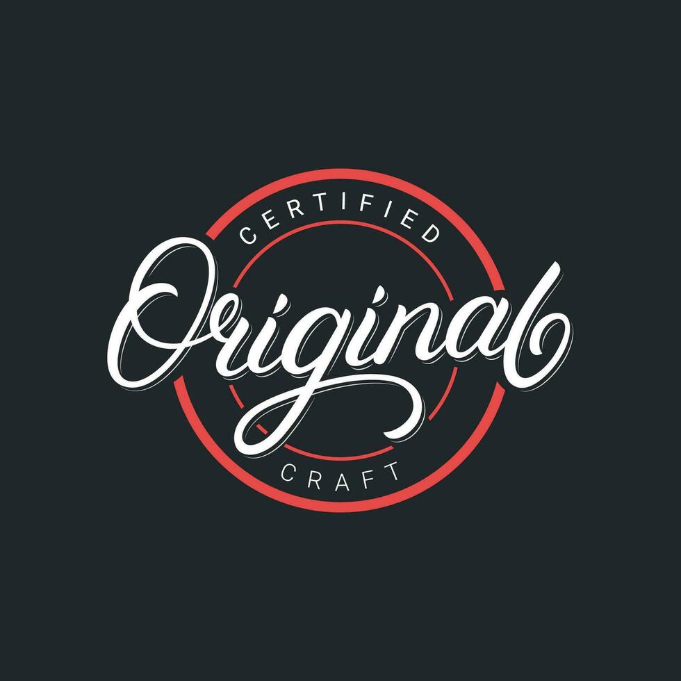 origineel hand- geschreven belettering logo, label, insigne, embleem, teken. wijnoogst retro stijl. modern kalligrafie, typografie. vector illustratie.