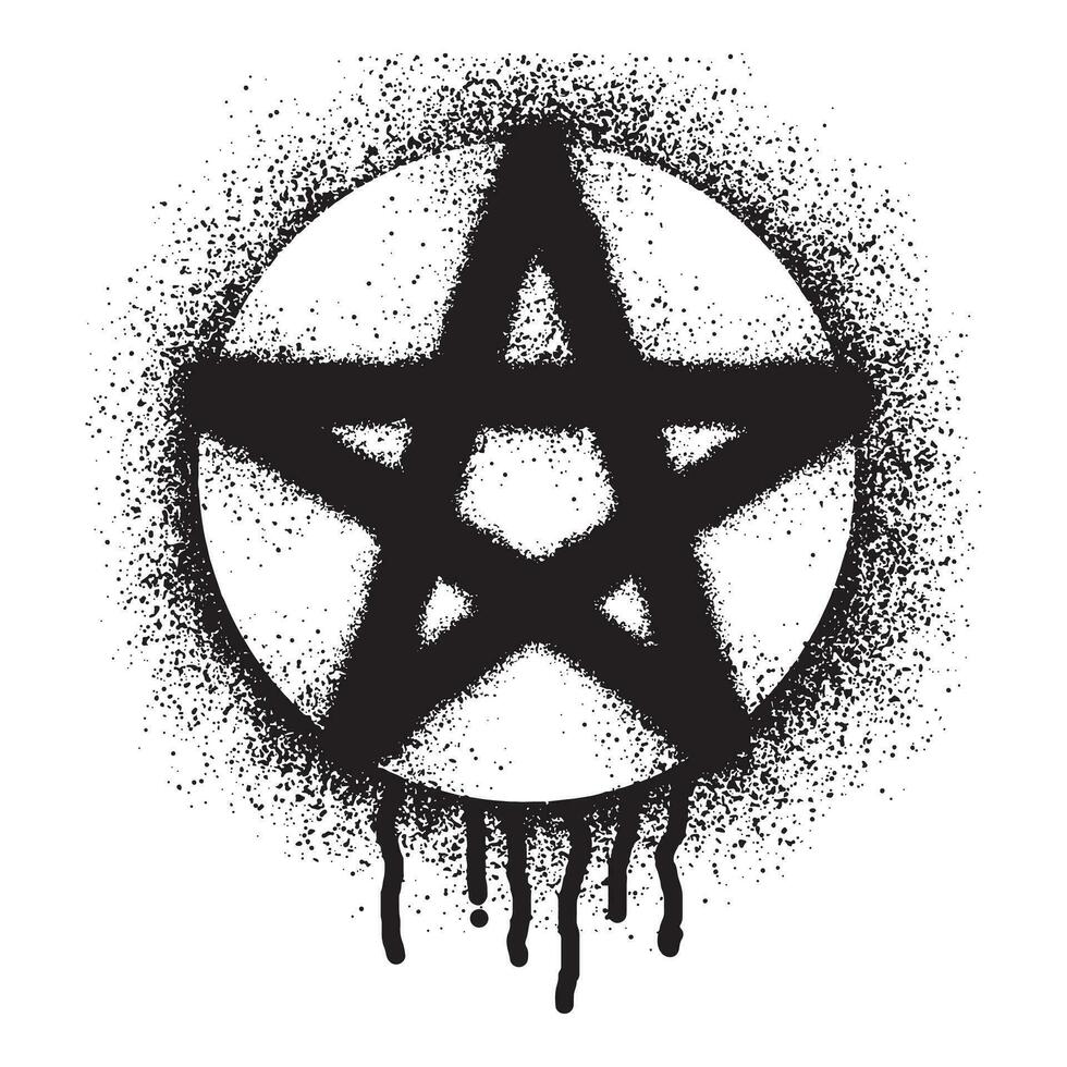 pentagram symbool graffiti met zwart verstuiven verf vector