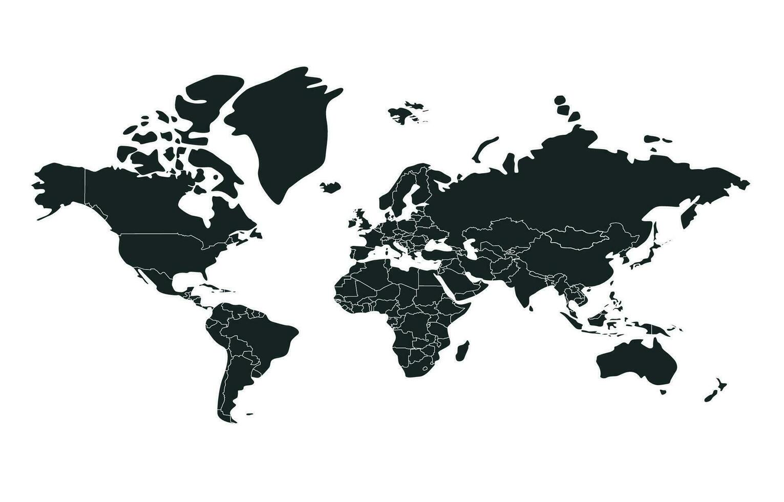 zwart en wit wereld kaart sjabloon vector