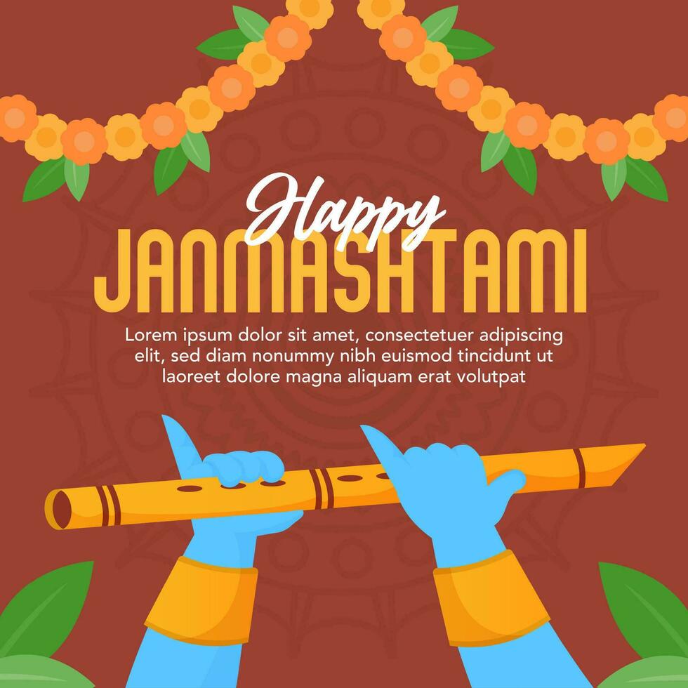 gelukkig krishna janmashtami Hindoe festival viering voor sociaal media post vector