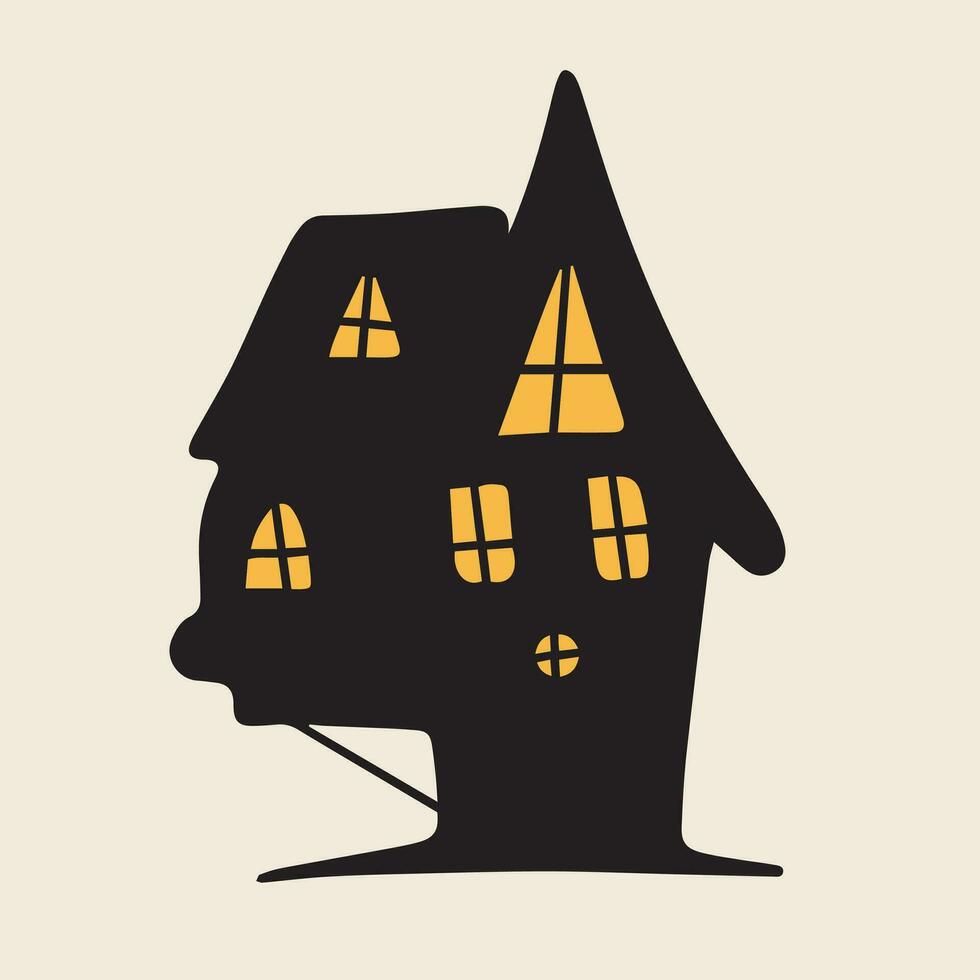 halloween huis silhouet. vector illustratie.