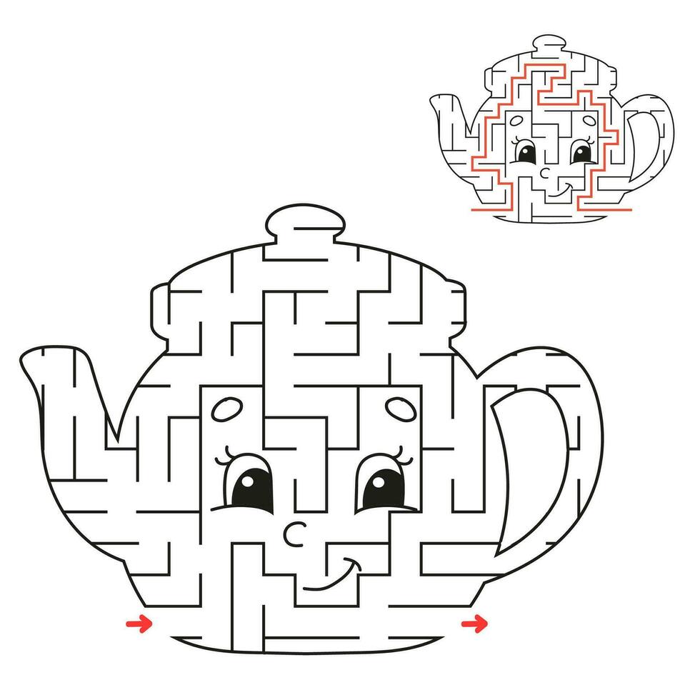 abstracte doolhof. spel voor kinderen. puzzel voor kinderen. labyrint raadsel. de juiste weg vinden. onderwijs werkblad. met antwoord. vector