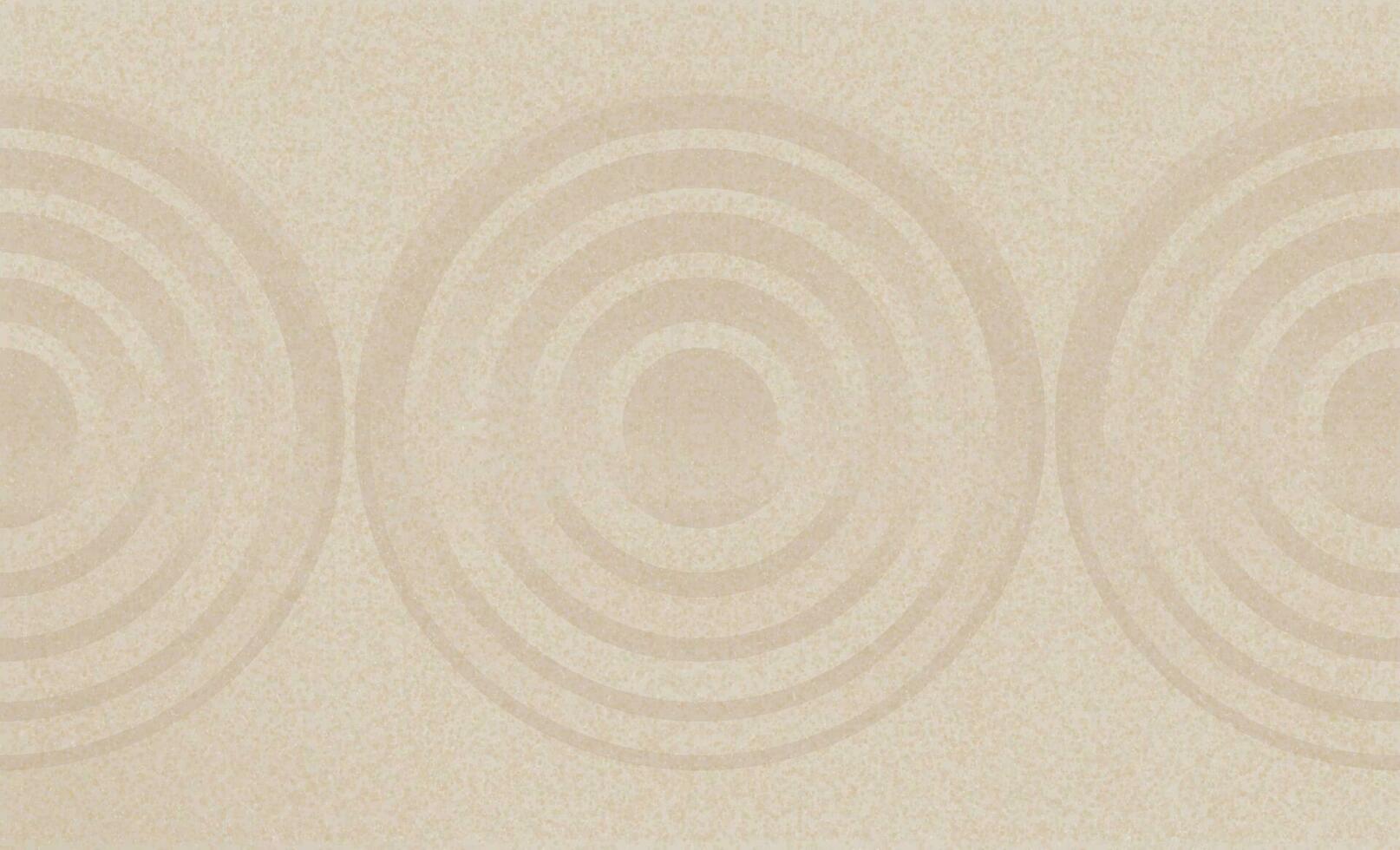 Japans zen tuin met concentrisch cirkels en parallel lijnen Aan bruin zand oppervlakte achtergrond, zand structuur met gemakkelijk geestelijk patronen, harmonie, meditatie, zen Leuk vinden concept vector