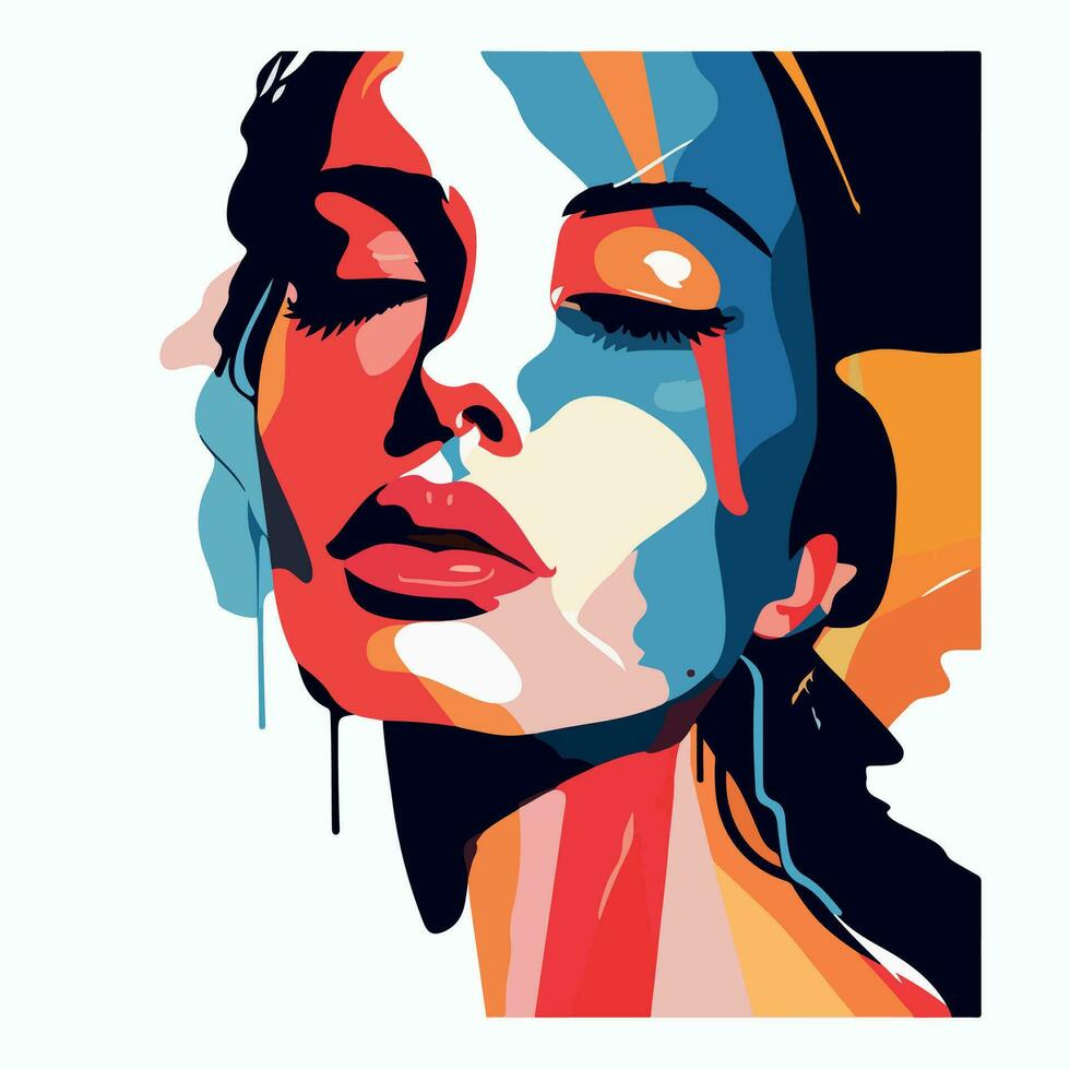 vrouw gezicht portret abstractie muur kunst vector illustratie ontwerp