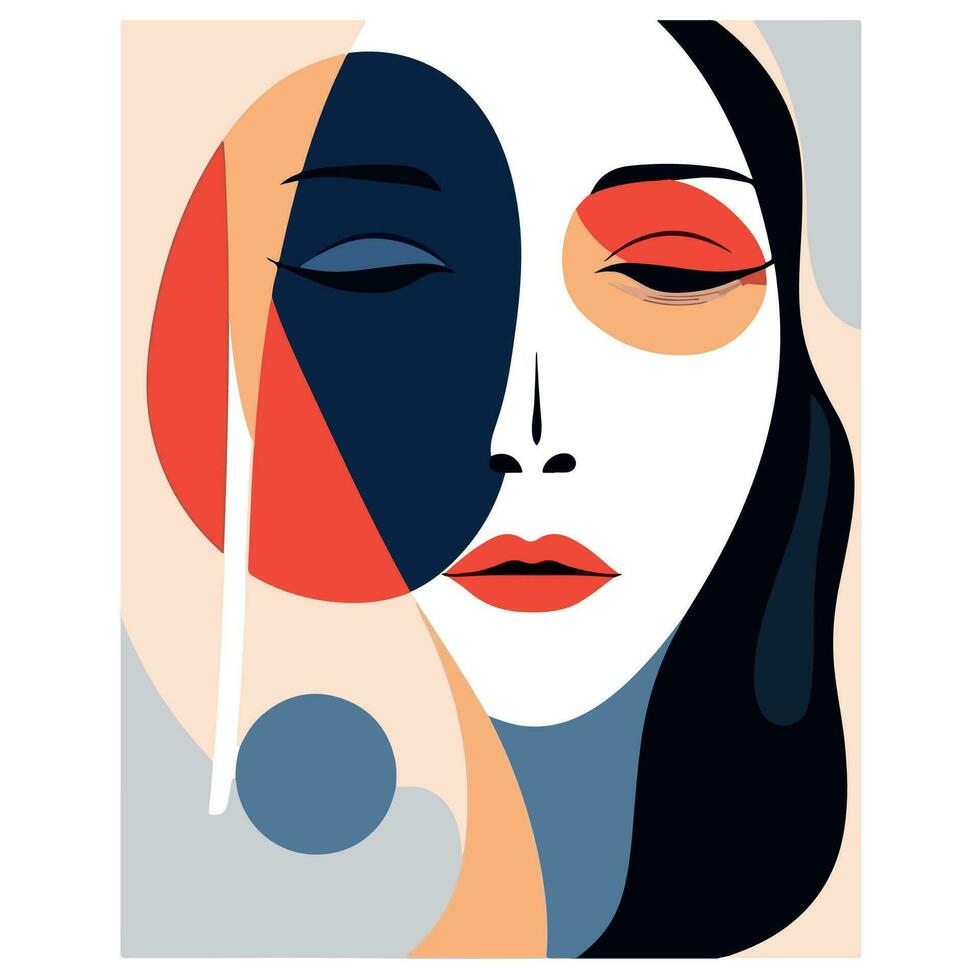 vrouw gezicht portret abstractie muur kunst vector illustratie ontwerp