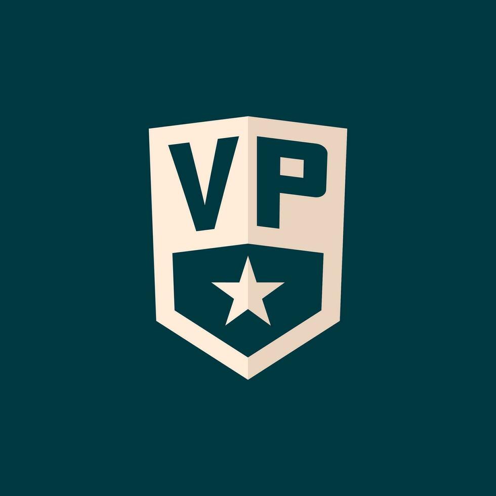 eerste vp logo ster schild symbool met gemakkelijk ontwerp vector