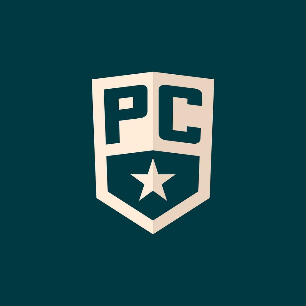 eerste pc logo ster schild symbool met gemakkelijk ontwerp vector