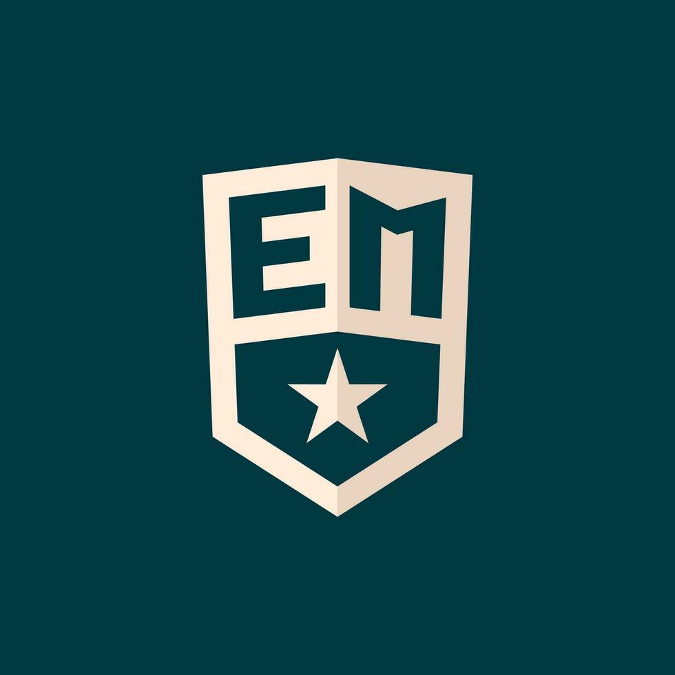 eerste em logo ster schild symbool met gemakkelijk ontwerp vector
