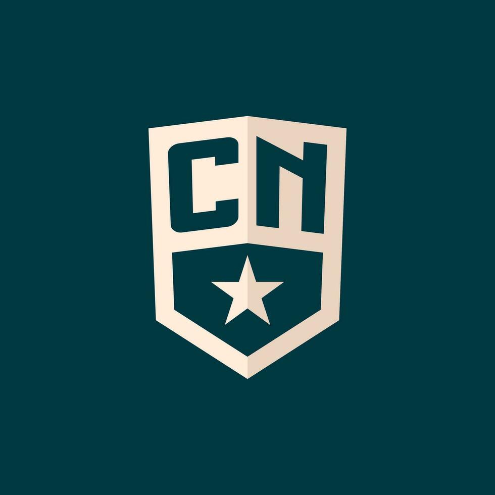 eerste cn logo ster schild symbool met gemakkelijk ontwerp vector