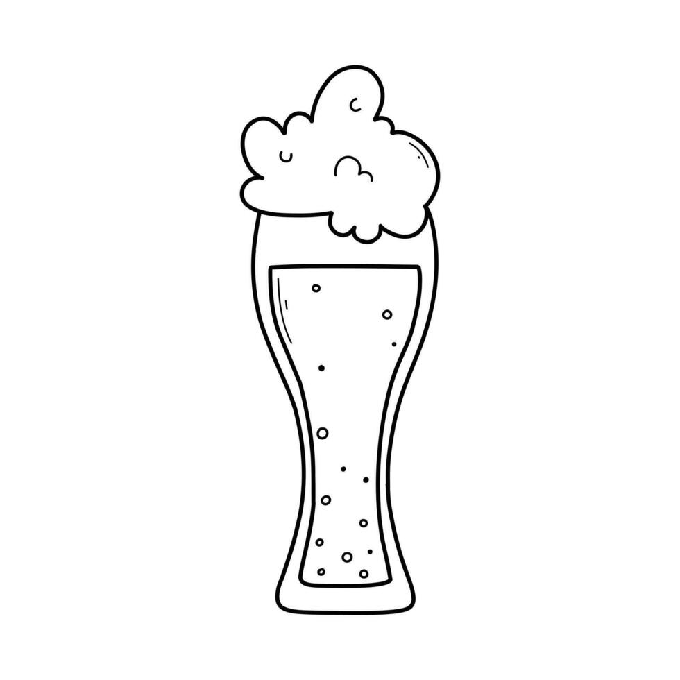 glas met bier in tekening stijl. vector illustratie. gouden tarwe bier.