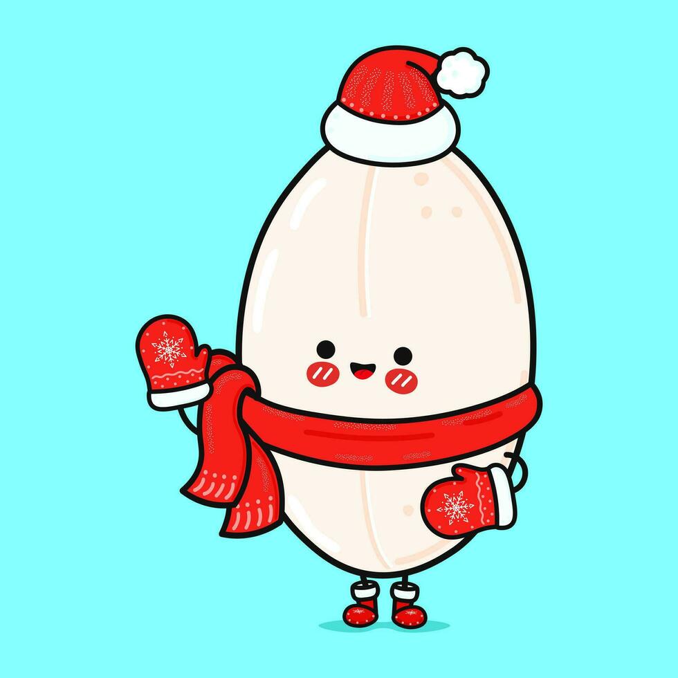 glimlachen gelukkig rijst- en kerstmis. rijst- vector vlak tekenfilm karakter illustratie icoon ontwerp. geïsoleerd Aan blauw achtergrond