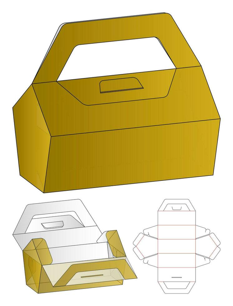 doos verpakking gestanst sjabloonontwerp. 3D-model vector