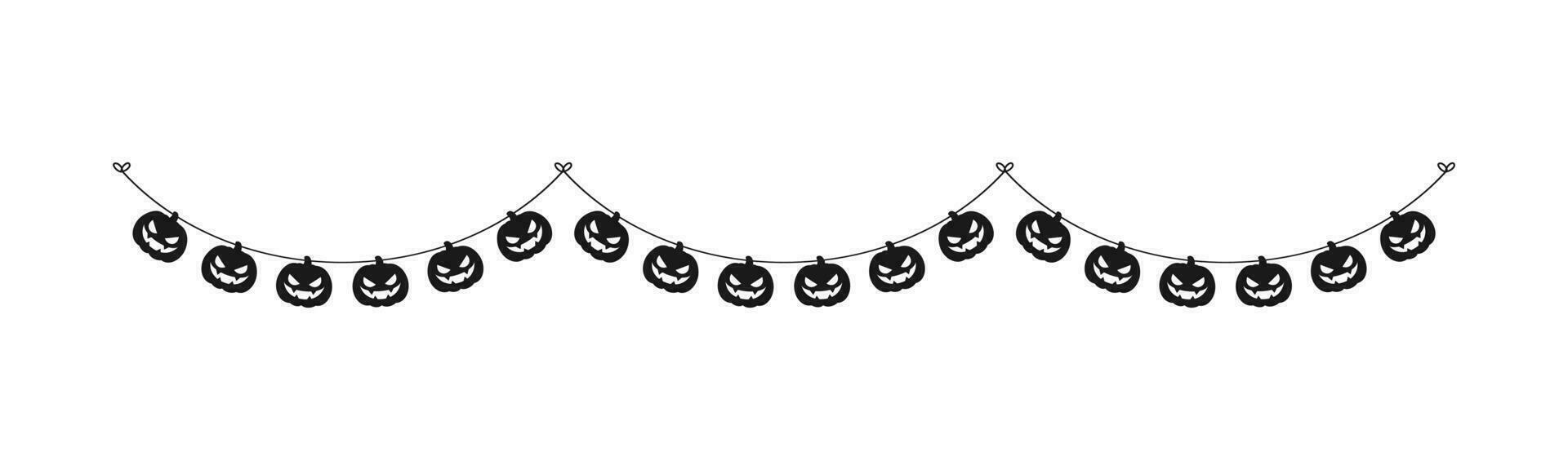 schattig jack O lantaarn onheil pompoen slinger silhouet voor halloween. gemakkelijk banier hangende partij classy decor vector element.