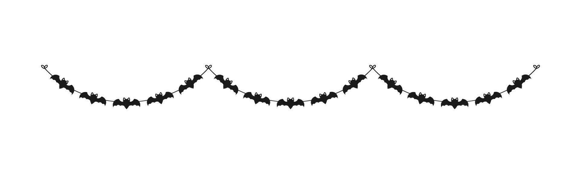 schattig halloween vleermuizen slinger silhouet. gemakkelijk hangende partij banier classy decor vector element.