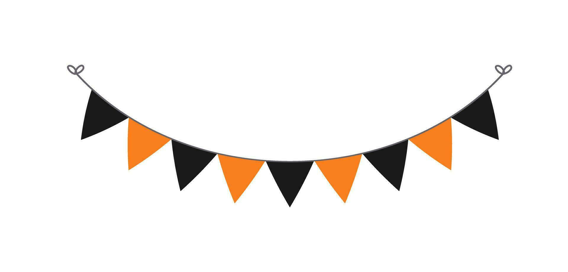 schattig oranje en zwart halloween vlaggedoek slinger illustratie. gemakkelijk banier hangende partij classy decor vector element.