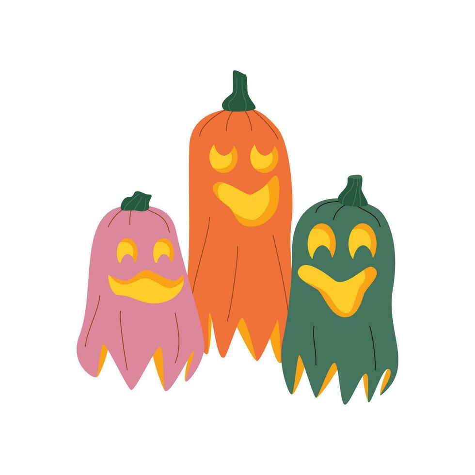 halloween pompoenen, herfst vakantie. een pompoen met een gesneden glimlach. geest pompoen. vector