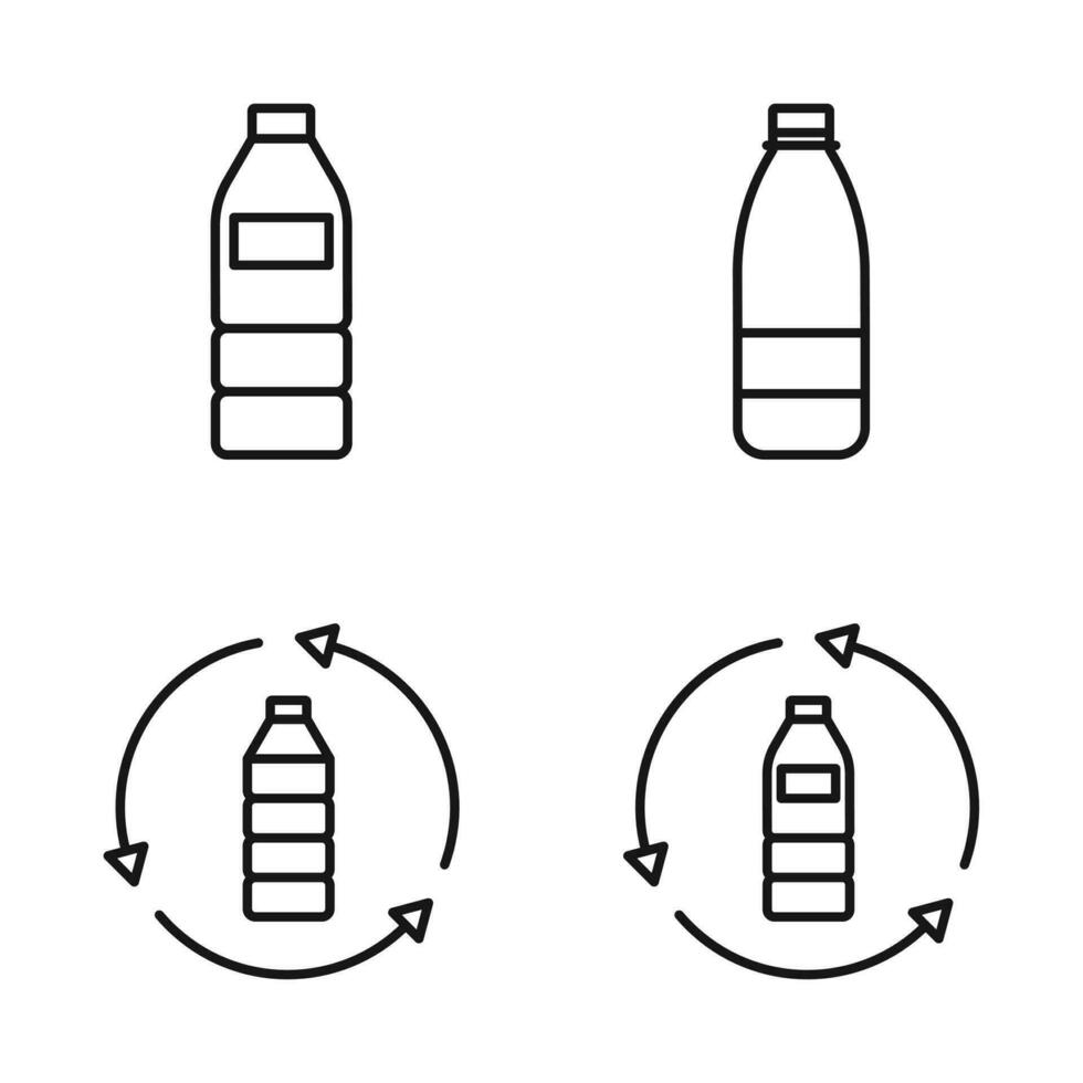 bewerkbare reeks icoon van plastic fles, vector illustratie geïsoleerd Aan wit achtergrond. gebruik makend van voor presentatie, website of mobiel app