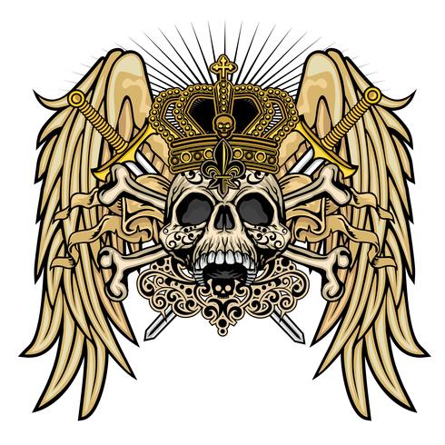 grunge schedel wapenschild vector