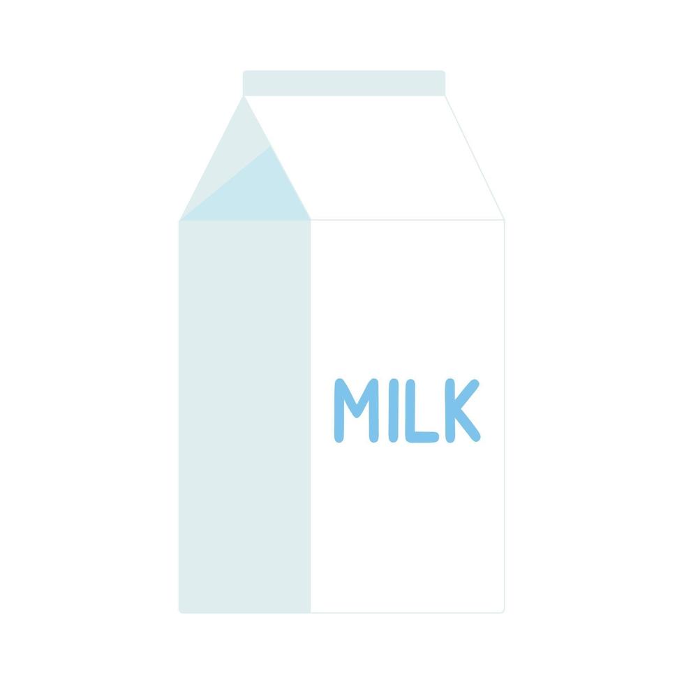 dagboek product melkpak met koe in de cirkel en glas melk met stro vlakke stijl ontwerp vectorillustratie geïsoleerd op een witte achtergrond. minimalistisch plat design boxpakket van melk en glas vector