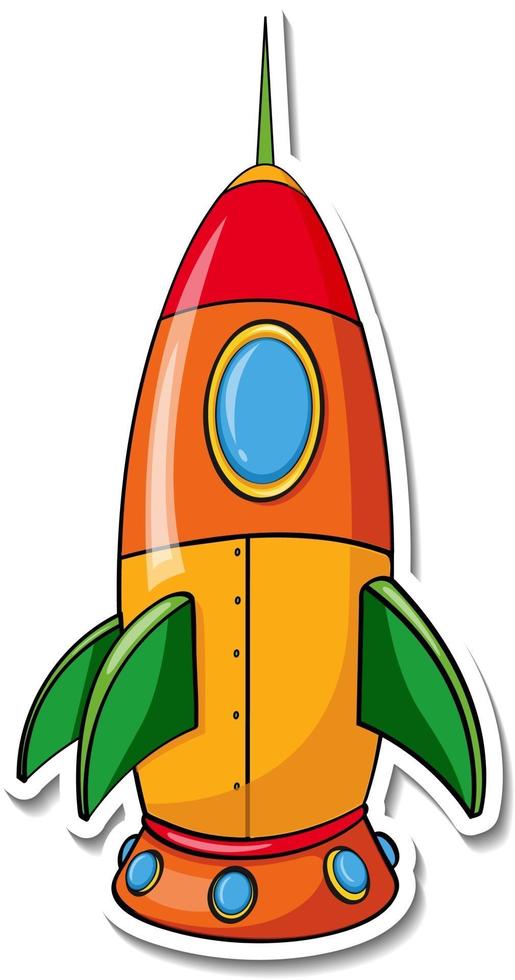 een stickersjabloon met geïsoleerde raketruimtecartoon vector
