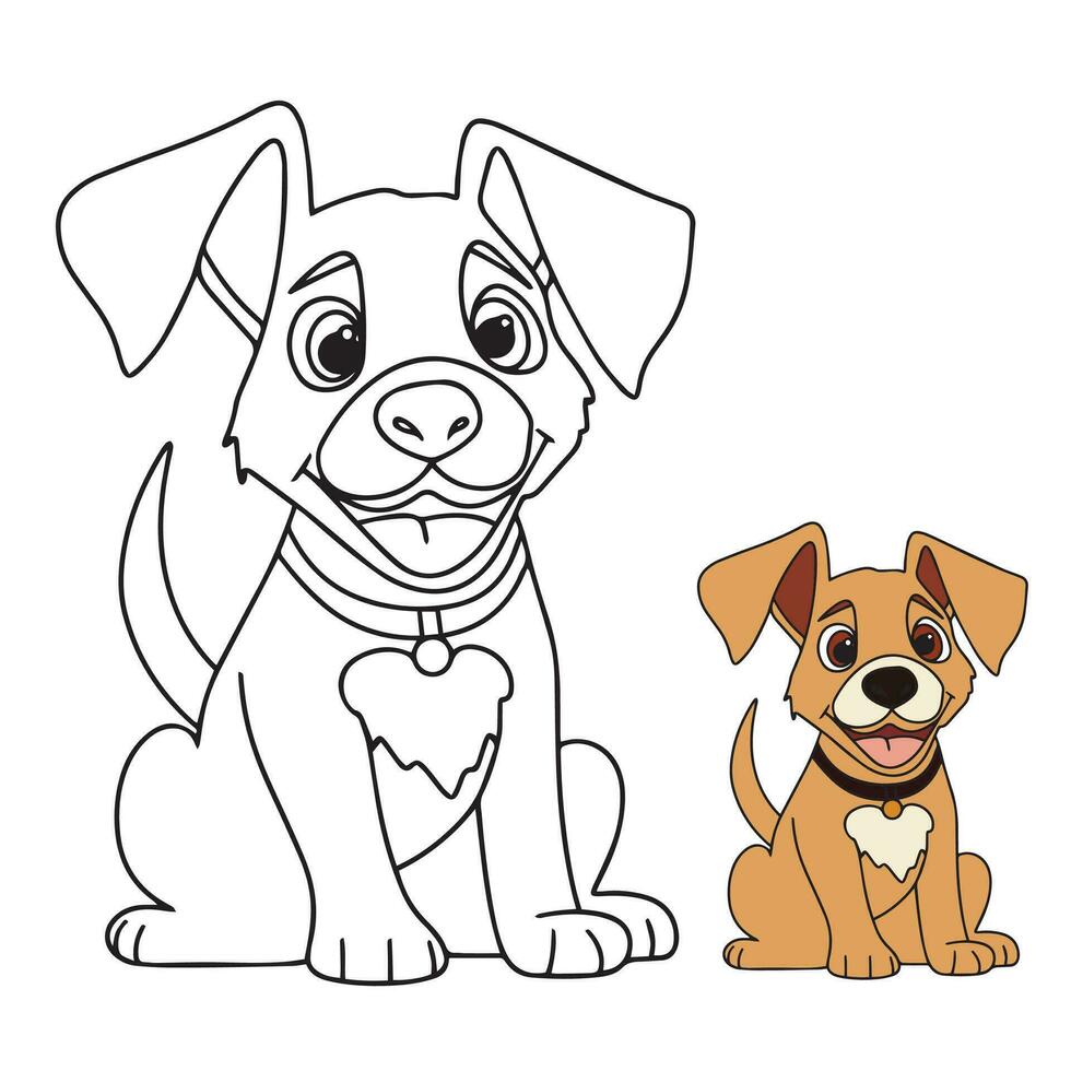 schattig hond voor kleur boek. kleur bladzijde met puppy voor kinderen. vector illustratie.