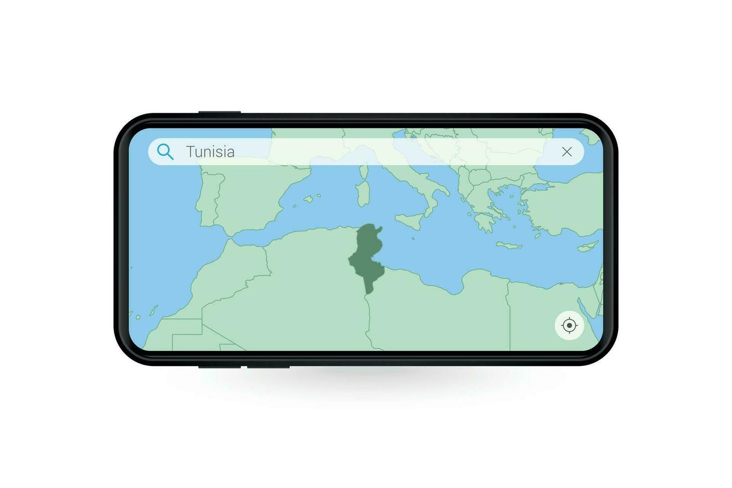 zoeken kaart van Tunesië in smartphone kaart sollicitatie. kaart van Tunesië in cel telefoon. vector