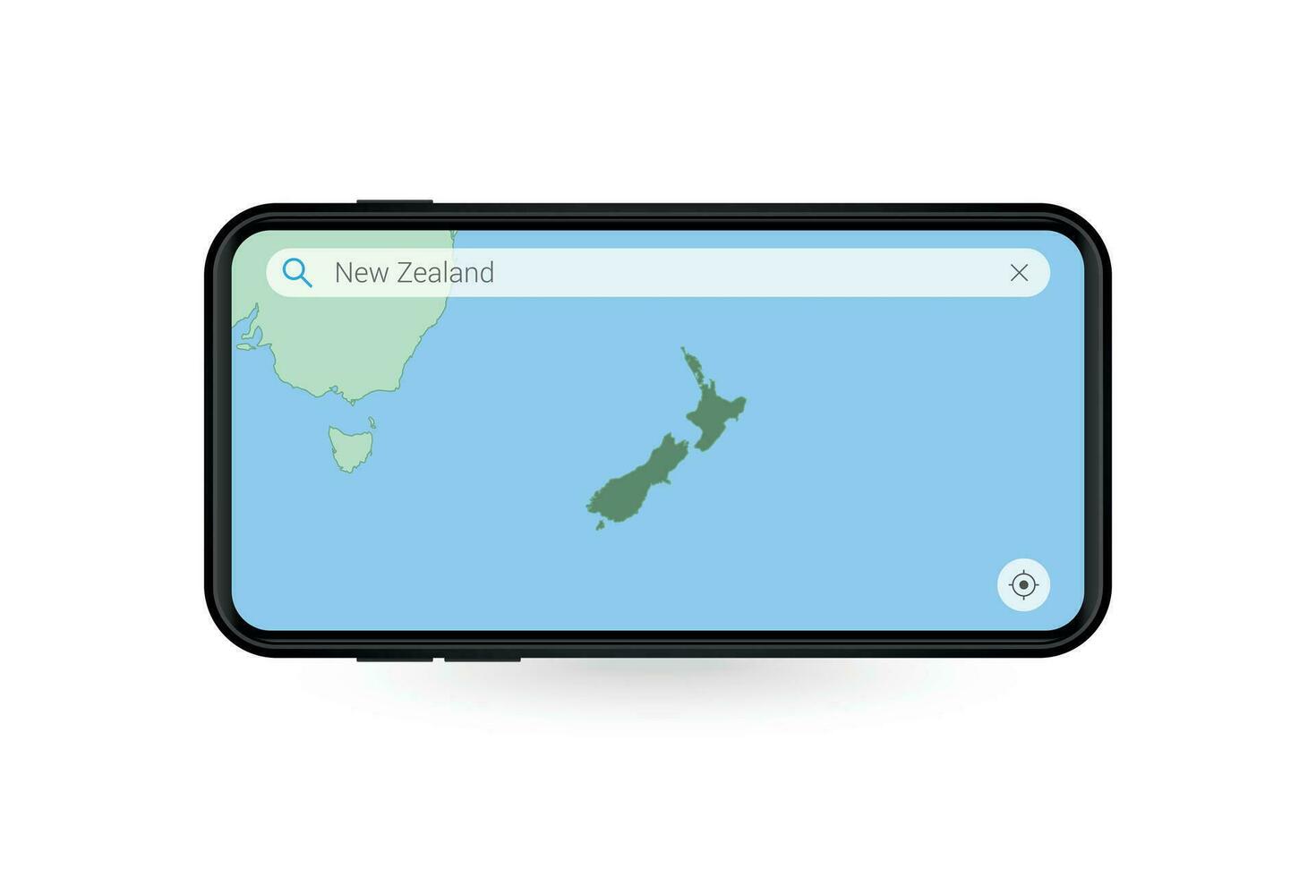 zoeken kaart van nieuw Zeeland in smartphone kaart sollicitatie. kaart van nieuw Zeeland in cel telefoon. vector