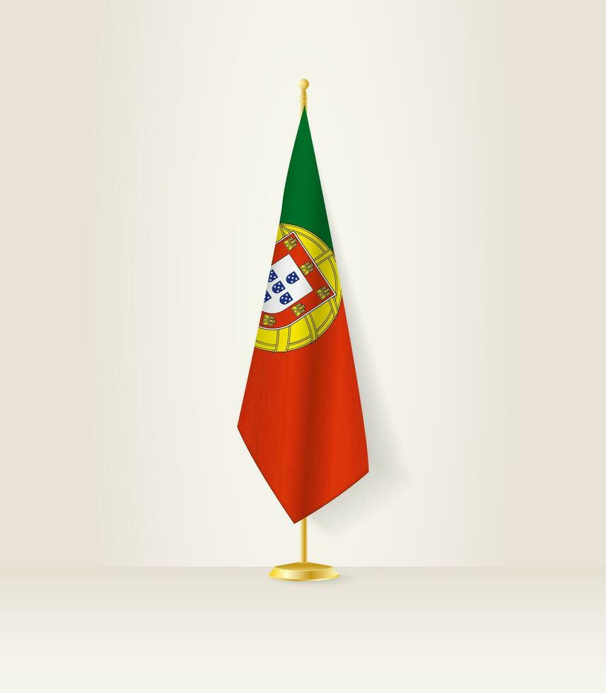 Portugal vlag Aan een vlag stellage. vector