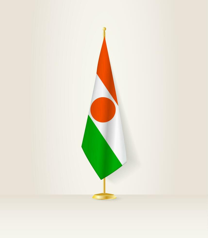 Niger vlag Aan een vlag stellage. vector