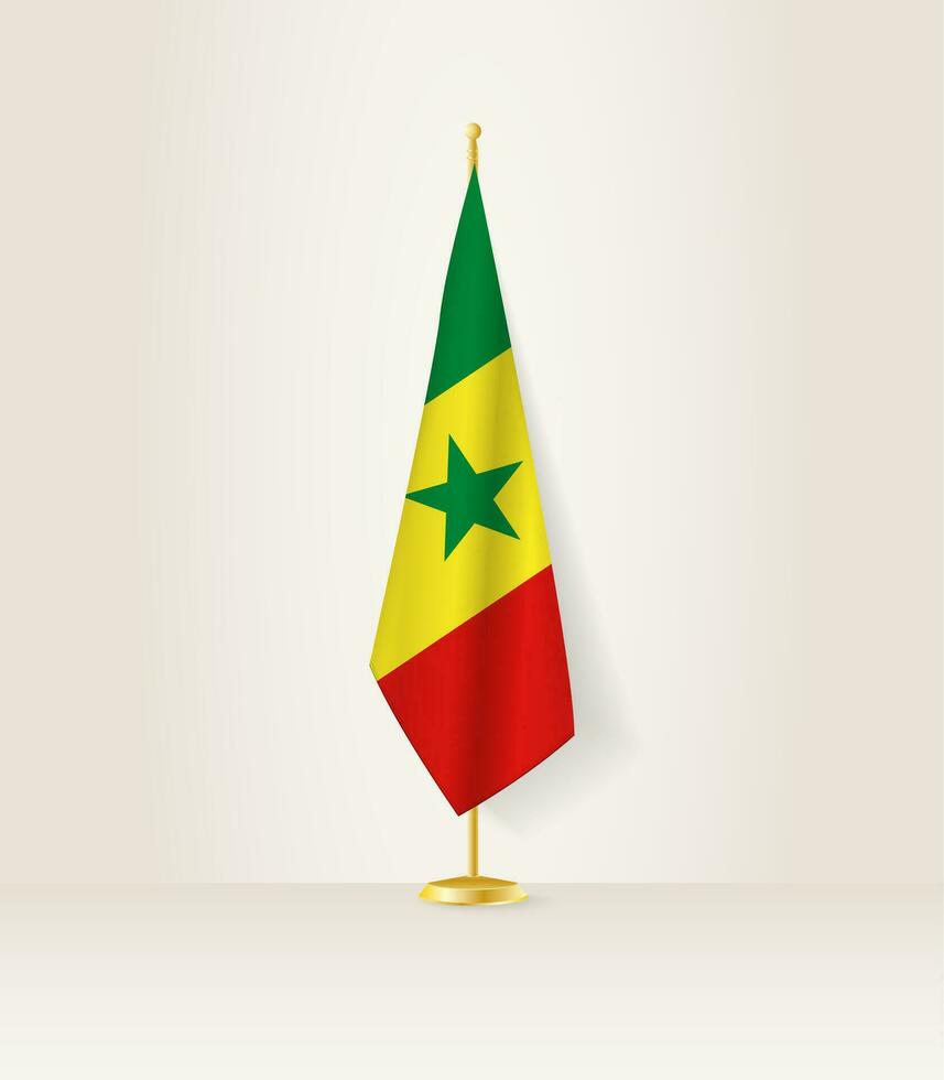 Senegal vlag Aan een vlag stellage. vector